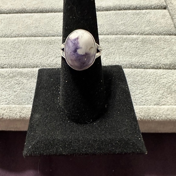 New Sterling Silver Purple Oval Morado Violet Flame Opal Ring Sz 8 Crystal - Picture 14 of 16